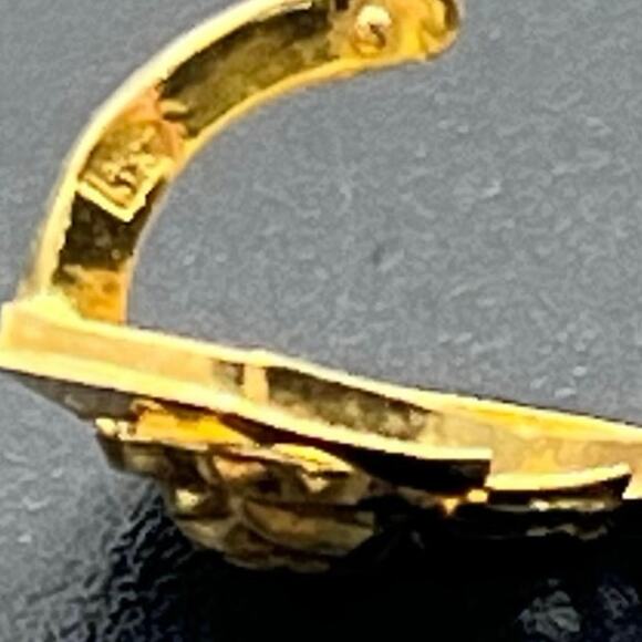 Designer Signed Vintage 18k Yellow Gold Flower Floral Dangle Drop Hook Earrings - Picture 13 of 15